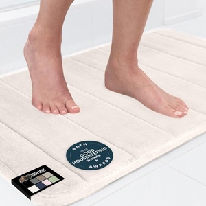 image:imageGORILLA GRIP Memory Foam Bath Mat Soft Absorbent US Designed Bathroom Rug Gripping Dots Machine Washable Bathmat Cushioned Floor Mats Shower Sink Rugs Room Dcor Accessories 24x17 Graphite GrayStriped Cream