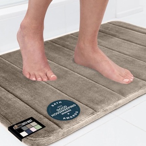image:imageGORILLA GRIP Memory Foam Bath Mat Soft Absorbent US Designed Bathroom Rug Gripping Dots Machine Washable Bathmat Cushioned Floor Mats Shower Sink Rugs Room Dcor Accessories 24x17 Graphite GrayStriped Taupe