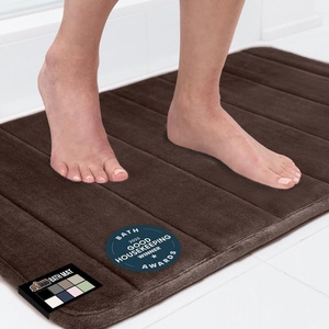 image:imageGORILLA GRIP Memory Foam Bath Mat Soft Absorbent US Designed Bathroom Rug Gripping Dots Machine Washable Bathmat Cushioned Floor Mats Shower Sink Rugs Room Dcor Accessories 24x17 Graphite GrayStriped Brown