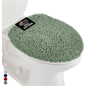 image:imageGORILLA GRIP Soft Chenille Bathroom Toilet Lid Cover Machine Washable Seat Covers 195x185 Stays in Place Rubber Backing Fits Most Round Elongated and Oblong Lids Accessories Decor GreySage
