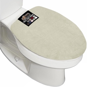 image:imageGORILLA GRIP Soft Chenille Bathroom Toilet Lid Cover Machine Washable Seat Covers 195x185 Stays in Place Rubber Backing Fits Most Round Elongated and Oblong Lids Accessories Decor GreyChampagne