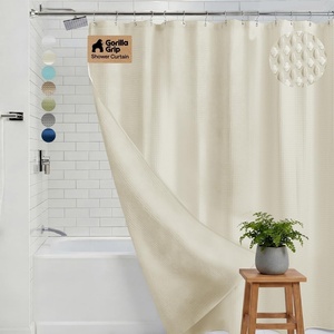 image:imageGORILLA GRIP Textured Shower Curtain Thick Weighted Fabric Wrinkle and Rust Resistant Hotel Quality Design Heavy Duty Curtains for Bathroom Showers Bath Tubs Machine Wash 72x72 WhiteIvory Cream