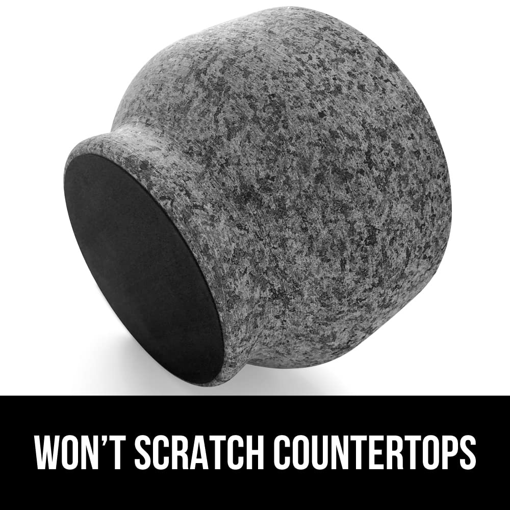 image:imageGORILLA GRIP 100 Natural Granite Stone Mortar and Pestle Set NonScratch Base Heavy Duty Unpolished Molcajete Guacamole Salsa Bowl Grind Seeds Herbs Pills Kitchen Lab Muddler 15 Cup GrayUnpolished Gray