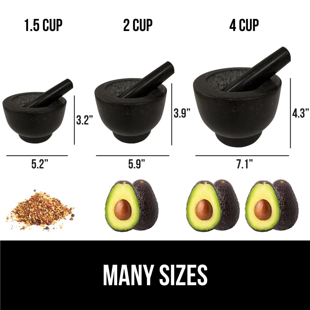 image:imageGORILLA GRIP 100 Natural Granite Stone Mortar and Pestle Set NonScratch Base Heavy Duty Unpolished Molcajete Guacamole Salsa Bowl Grind Seeds Herbs Pills Kitchen Lab Muddler 15 Cup GrayPolished Black