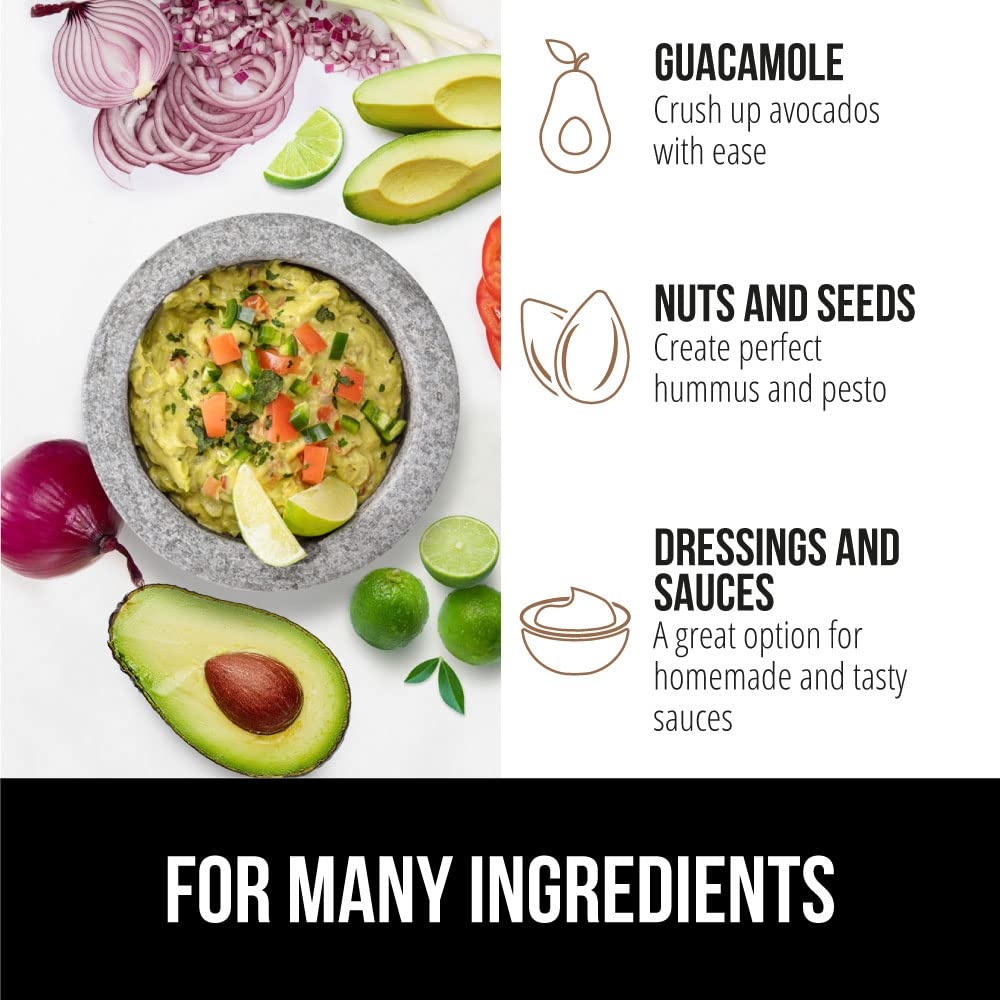 image:imageGORILLA GRIP 100 Natural Granite Stone Mortar and Pestle Set NonScratch Base Heavy Duty Unpolished Molcajete Guacamole Salsa Bowl Grind Seeds Herbs Pills Kitchen Lab Muddler 15 Cup GrayUnpolished Gray
