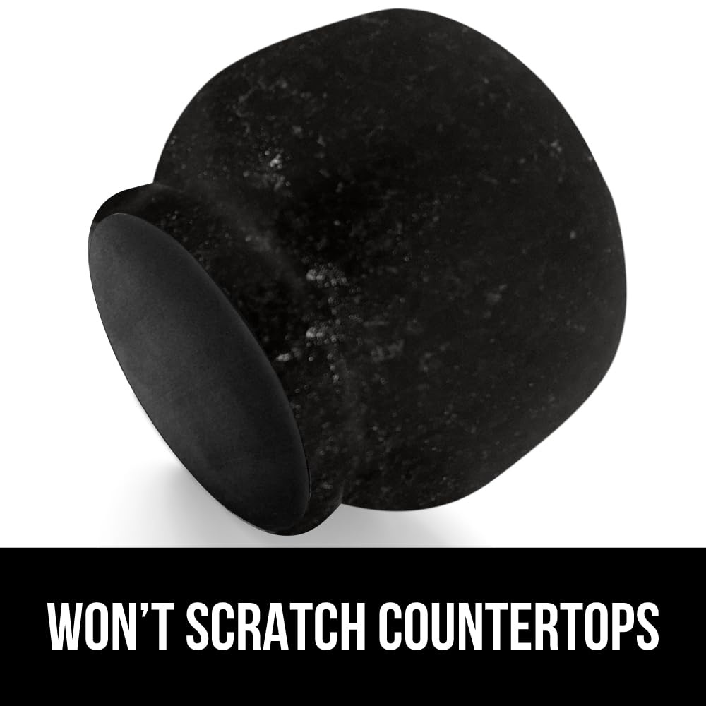 image:imageGORILLA GRIP 100 Natural Granite Stone Mortar and Pestle Set NonScratch Base Heavy Duty Unpolished Molcajete Guacamole Salsa Bowl Grind Seeds Herbs Pills Kitchen Lab Muddler 15 Cup GrayPolished Black