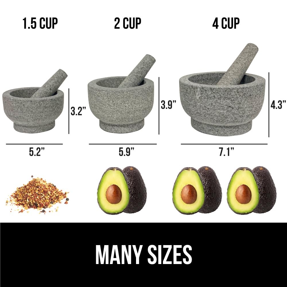 image:imageGORILLA GRIP 100 Natural Granite Stone Mortar and Pestle Set NonScratch Base Heavy Duty Unpolished Molcajete Guacamole Salsa Bowl Grind Seeds Herbs Pills Kitchen Lab Muddler 15 Cup GrayUnpolished Gray