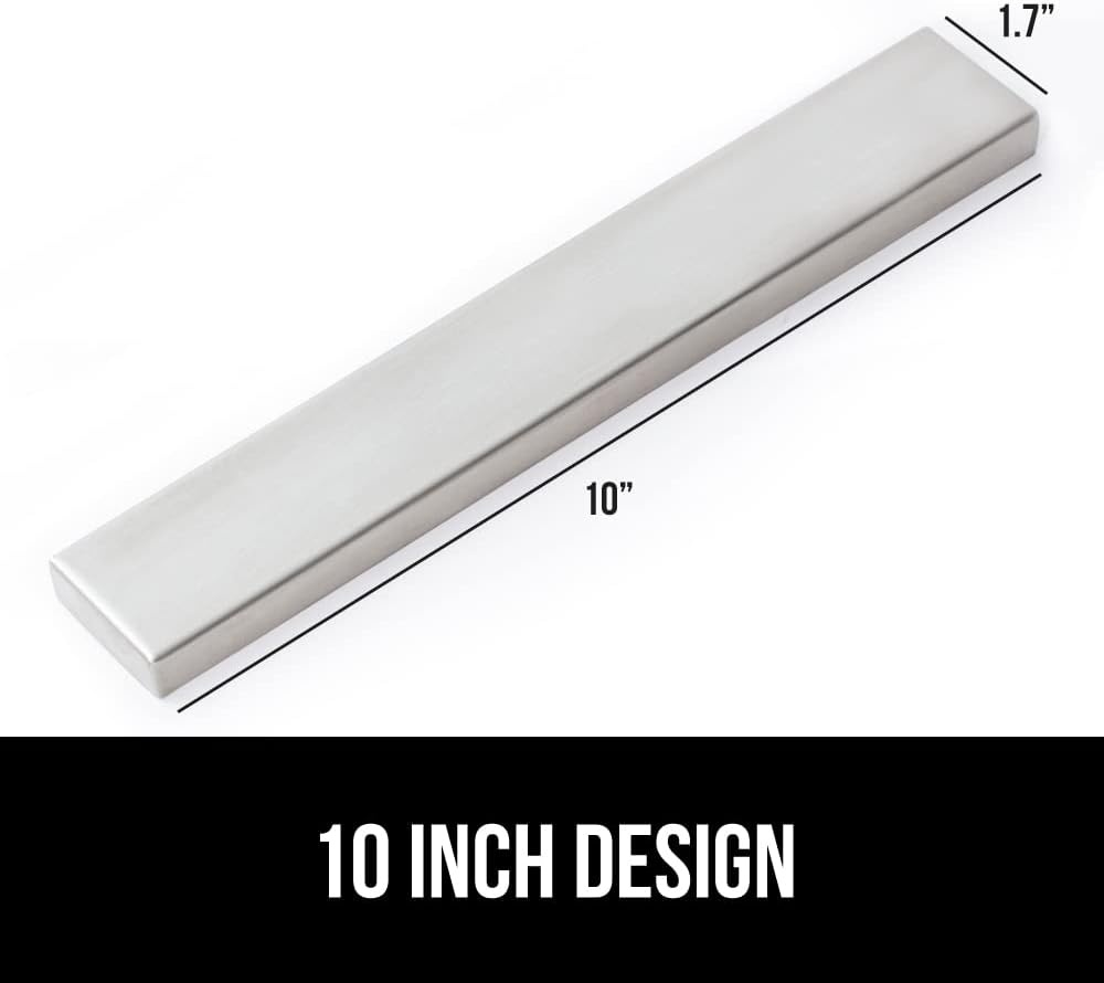 image:imageGORILLA GRIP 304 Stainless Steel Heavy Duty Magnetic Knife Holder Secure Wall Mounted Bar for Knives Tools Holds Up to 6 lbs Kitchen Organizer 10 Inch Strip Easy Installation Screws IncludedSilver