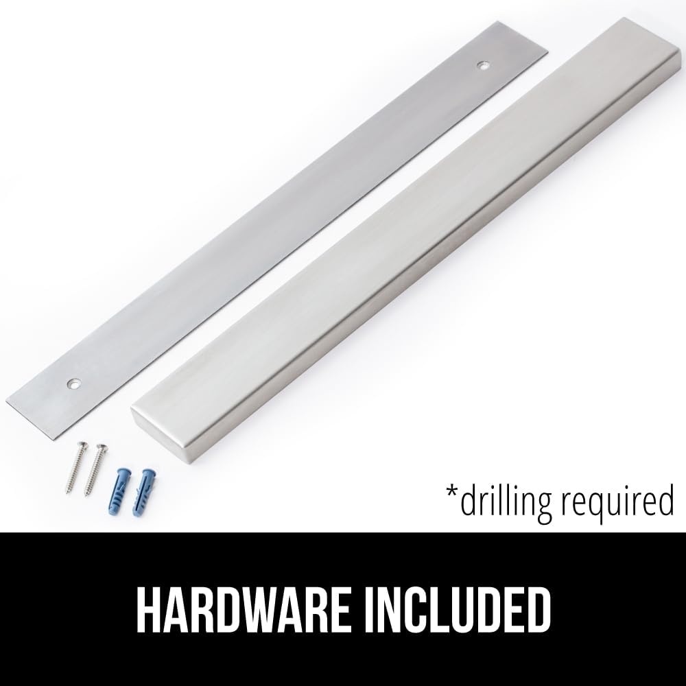 image:imageGORILLA GRIP 304 Stainless Steel Heavy Duty Magnetic Knife Holder Secure Wall Mounted Bar for Knives Tools Holds Up to 6 lbs Kitchen Organizer 10 Inch Strip Easy Installation Screws IncludedSilver