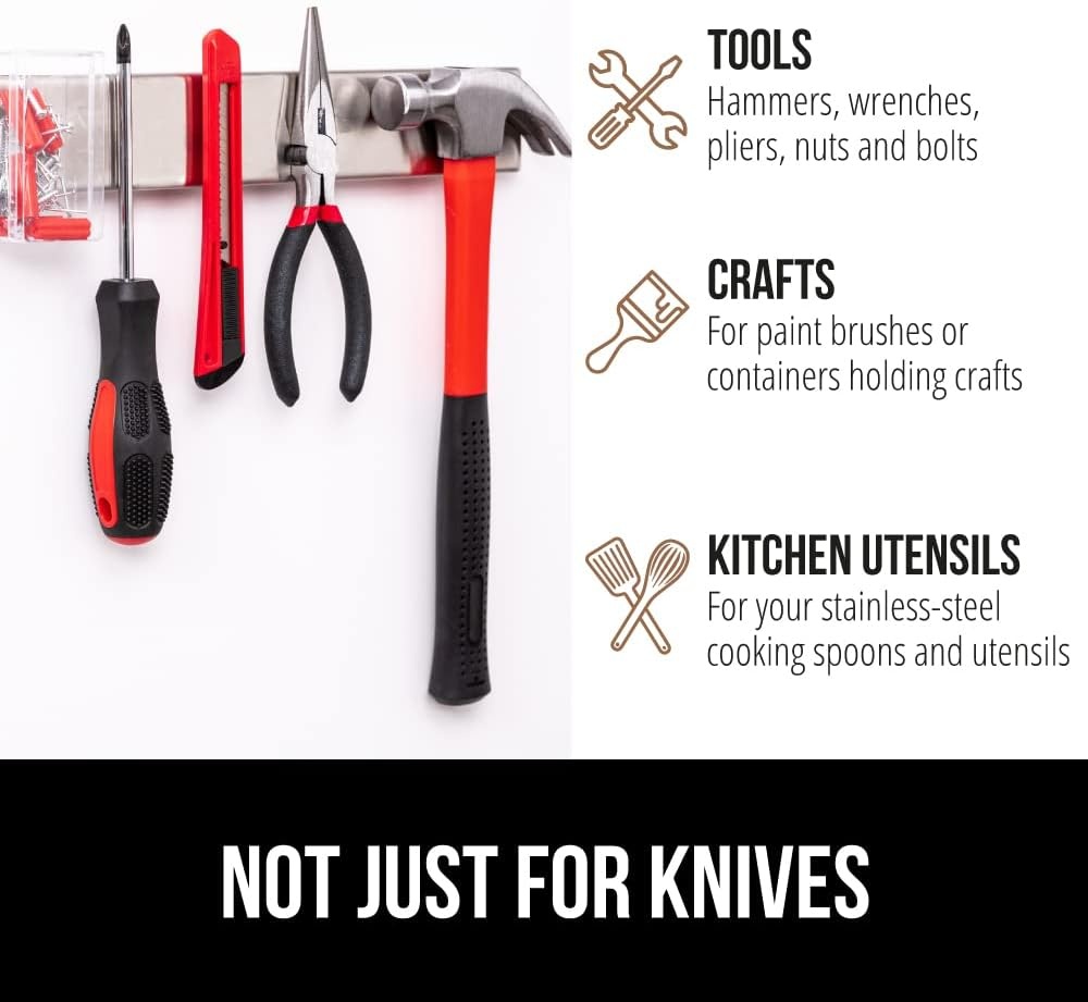 image:imageGORILLA GRIP 304 Stainless Steel Heavy Duty Magnetic Knife Holder Secure Wall Mounted Bar for Knives Tools Holds Up to 6 lbs Kitchen Organizer 10 Inch Strip Easy Installation Screws IncludedSilver