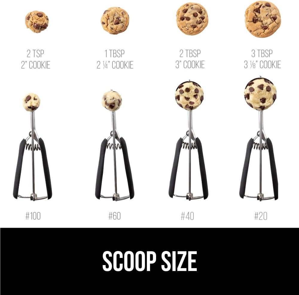 image:imageGORILLA GRIP BPAFree 304 Stainless Steel Cookie Scoop 1 TBSP Scooper 60 Soft Grip Handle Easy Food Release Create Even Portions Multipurpose Kitchen Melon Baller Meatball Spring Scoops BlackBlack