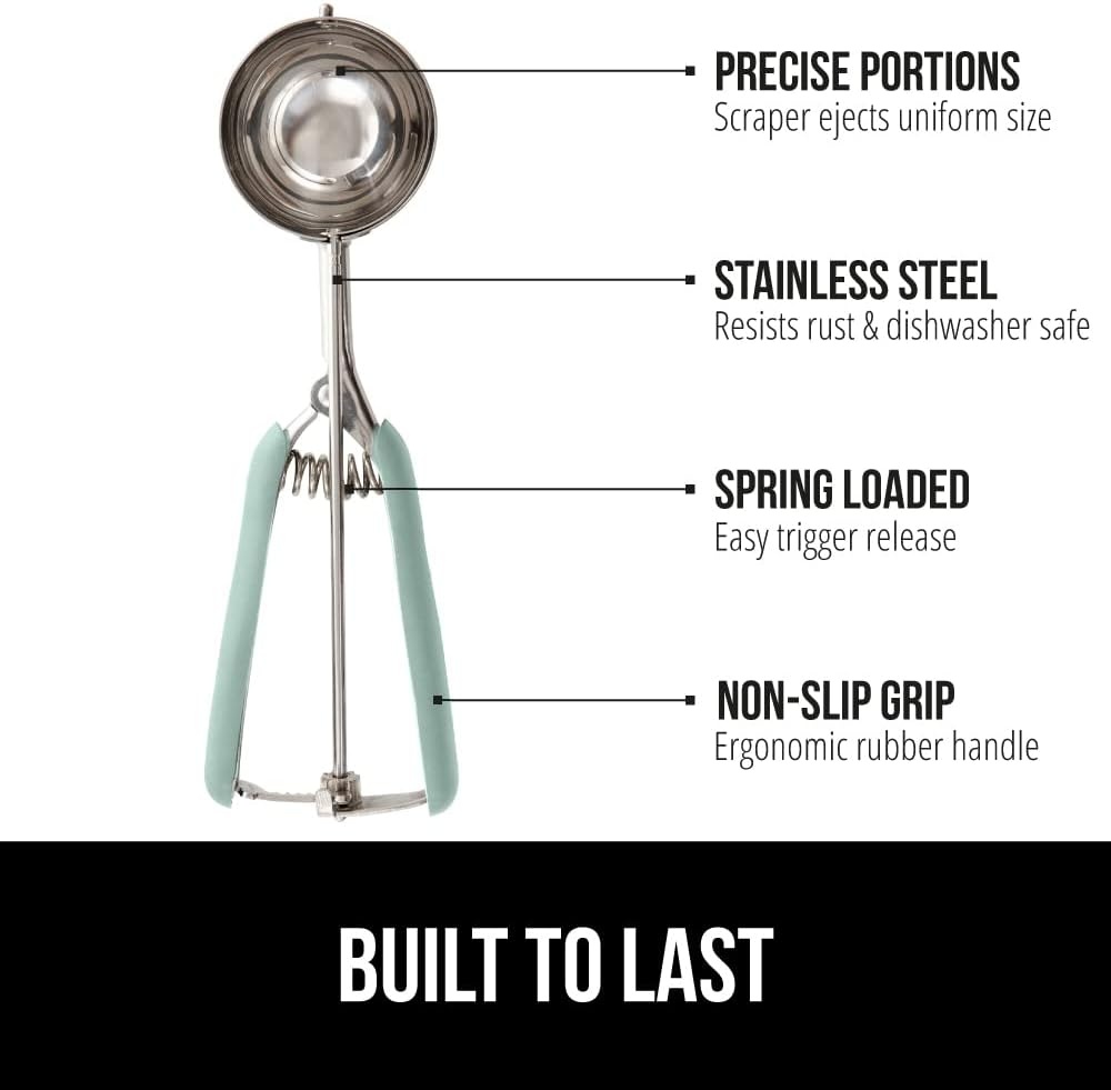 image:imageGORILLA GRIP BPAFree 304 Stainless Steel Cookie Scoop 1 TBSP Scooper 60 Soft Grip Handle Easy Food Release Create Even Portions Multipurpose Kitchen Melon Baller Meatball Spring Scoops BlackMint
