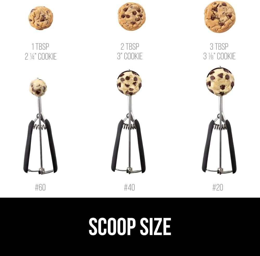 image:imageGORILLA GRIP BPAFree 304 Stainless Steel Cookie Scoop 1 TBSP Scooper 60 Soft Grip Handle Easy Food Release Create Even Portions Multipurpose Kitchen Melon Baller Meatball Spring Scoops BlackBlack