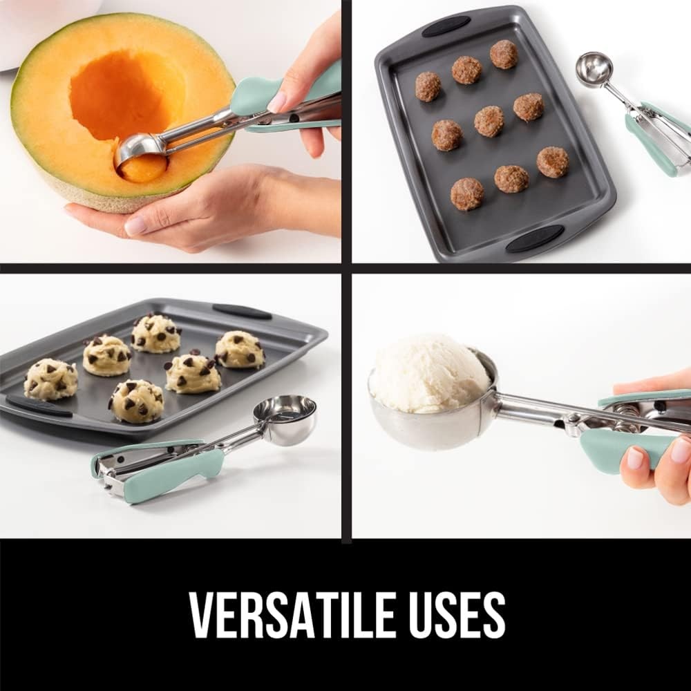 image:imageGORILLA GRIP BPAFree 304 Stainless Steel Cookie Scoop 1 TBSP Scooper 60 Soft Grip Handle Easy Food Release Create Even Portions Multipurpose Kitchen Melon Baller Meatball Spring Scoops BlackMint