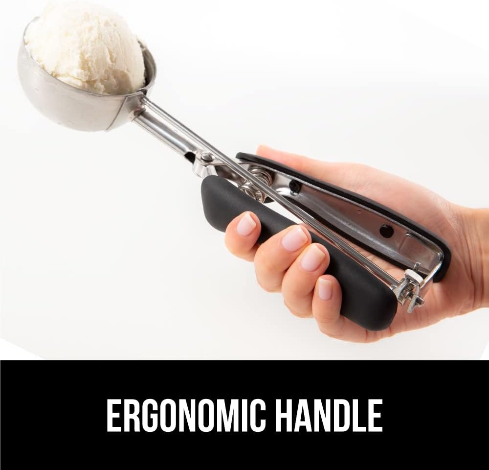 image:imageGORILLA GRIP BPAFree 304 Stainless Steel Cookie Scoop 1 TBSP Scooper 60 Soft Grip Handle Easy Food Release Create Even Portions Multipurpose Kitchen Melon Baller Meatball Spring Scoops BlackBlack