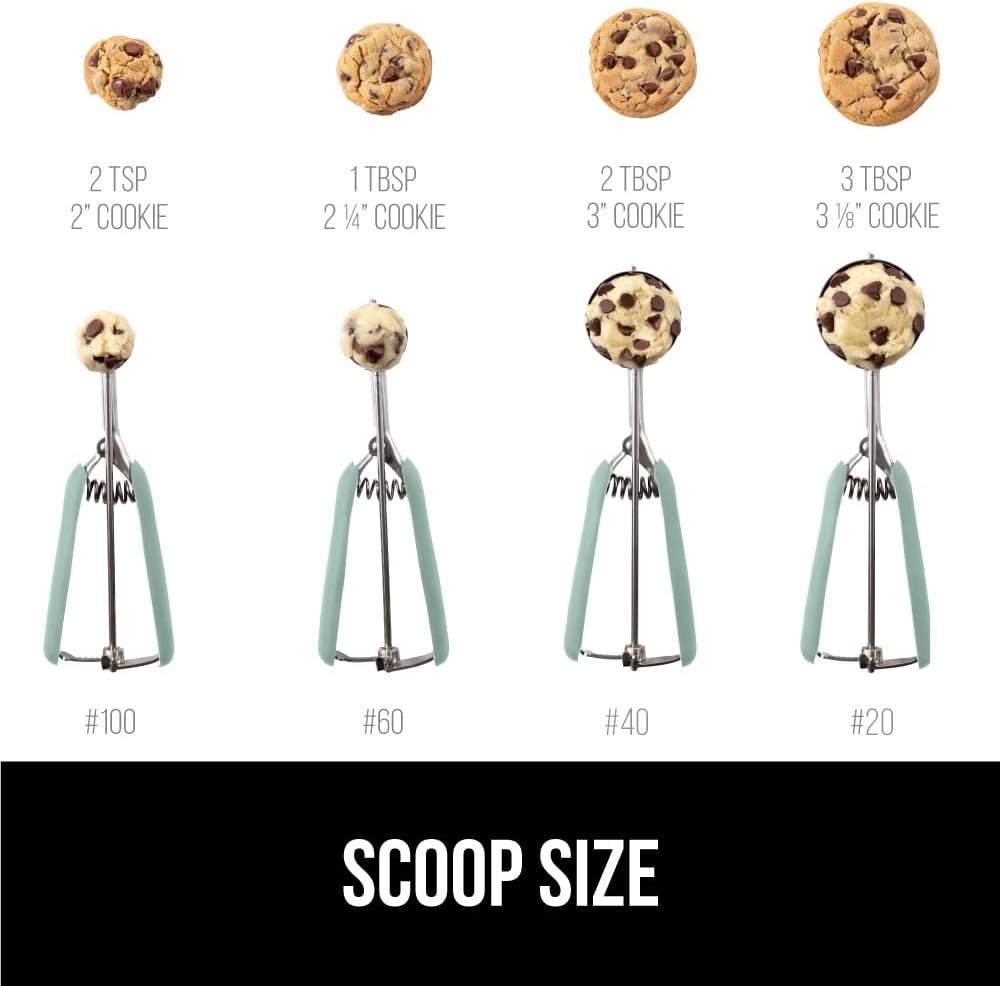 image:imageGORILLA GRIP BPAFree 304 Stainless Steel Cookie Scoop 1 TBSP Scooper 60 Soft Grip Handle Easy Food Release Create Even Portions Multipurpose Kitchen Melon Baller Meatball Spring Scoops BlackMint