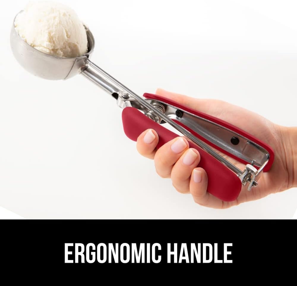 image:imageGORILLA GRIP BPAFree 304 Stainless Steel Cookie Scoop 1 TBSP Scooper 60 Soft Grip Handle Easy Food Release Create Even Portions Multipurpose Kitchen Melon Baller Meatball Spring Scoops BlackRed