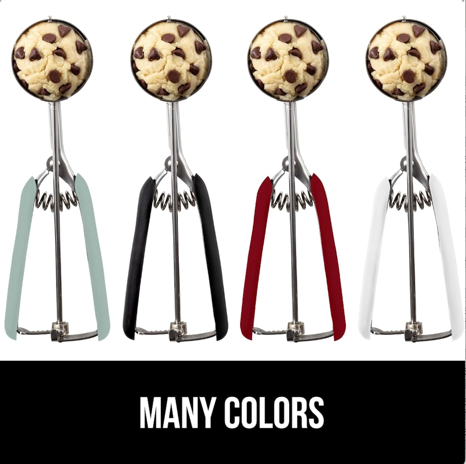 image:imageGORILLA GRIP BPAFree 304 Stainless Steel Cookie Scoop 1 TBSP Scooper 60 Soft Grip Handle Easy Food Release Create Even Portions Multipurpose Kitchen Melon Baller Meatball Spring Scoops BlackMint