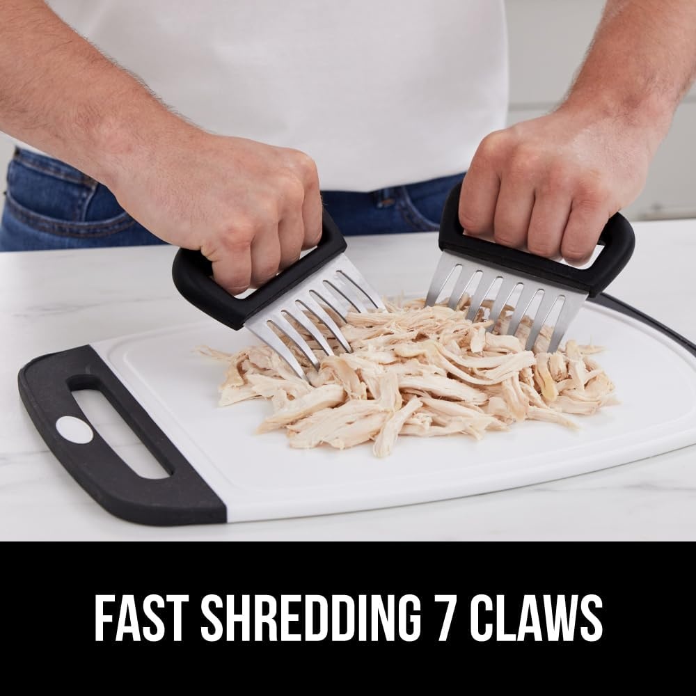image:imageGORILLA GRIP BPAFree Chicken Shredder Meat Claws Sharp Stainless Steel Food Shredding Fork Comfortable Handle Easily Shred Pulled Pork Taco Meats Kitchen Smoker BBQ Tool Dishwasher Safe BlackBlack