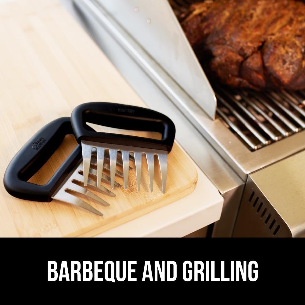 image:imageGORILLA GRIP BPAFree Chicken Shredder Meat Claws Sharp Stainless Steel Food Shredding Fork Comfortable Handle Easily Shred Pulled Pork Taco Meats Kitchen Smoker BBQ Tool Dishwasher Safe BlackBlack