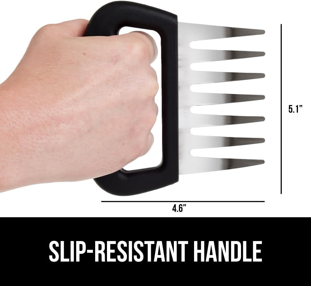 image:imageGORILLA GRIP BPAFree Chicken Shredder Meat Claws Sharp Stainless Steel Food Shredding Fork Comfortable Handle Easily Shred Pulled Pork Taco Meats Kitchen Smoker BBQ Tool Dishwasher Safe BlackBlack