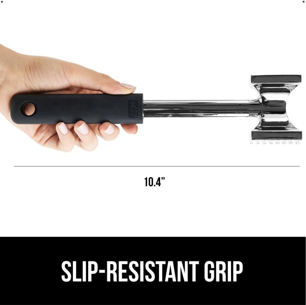 image:imageGORILLA GRIP BPAFree Patented DualSided Meat Tenderizer Tool Soft Comfortable Handle with Hanging Hole Heavy Duty Kitchen Mallet for Steak Beef Fish Chicken Cutlet Pounder Dishwasher Safe BlackBlack