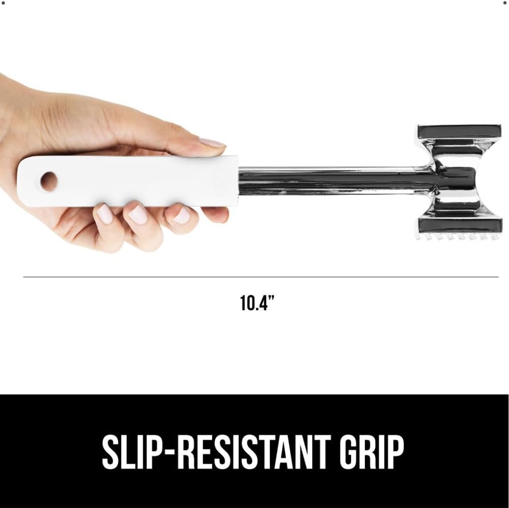 image:imageGORILLA GRIP BPAFree Patented DualSided Meat Tenderizer Tool Soft Comfortable Handle with Hanging Hole Heavy Duty Kitchen Mallet for Steak Beef Fish Chicken Cutlet Pounder Dishwasher Safe BlackWhite