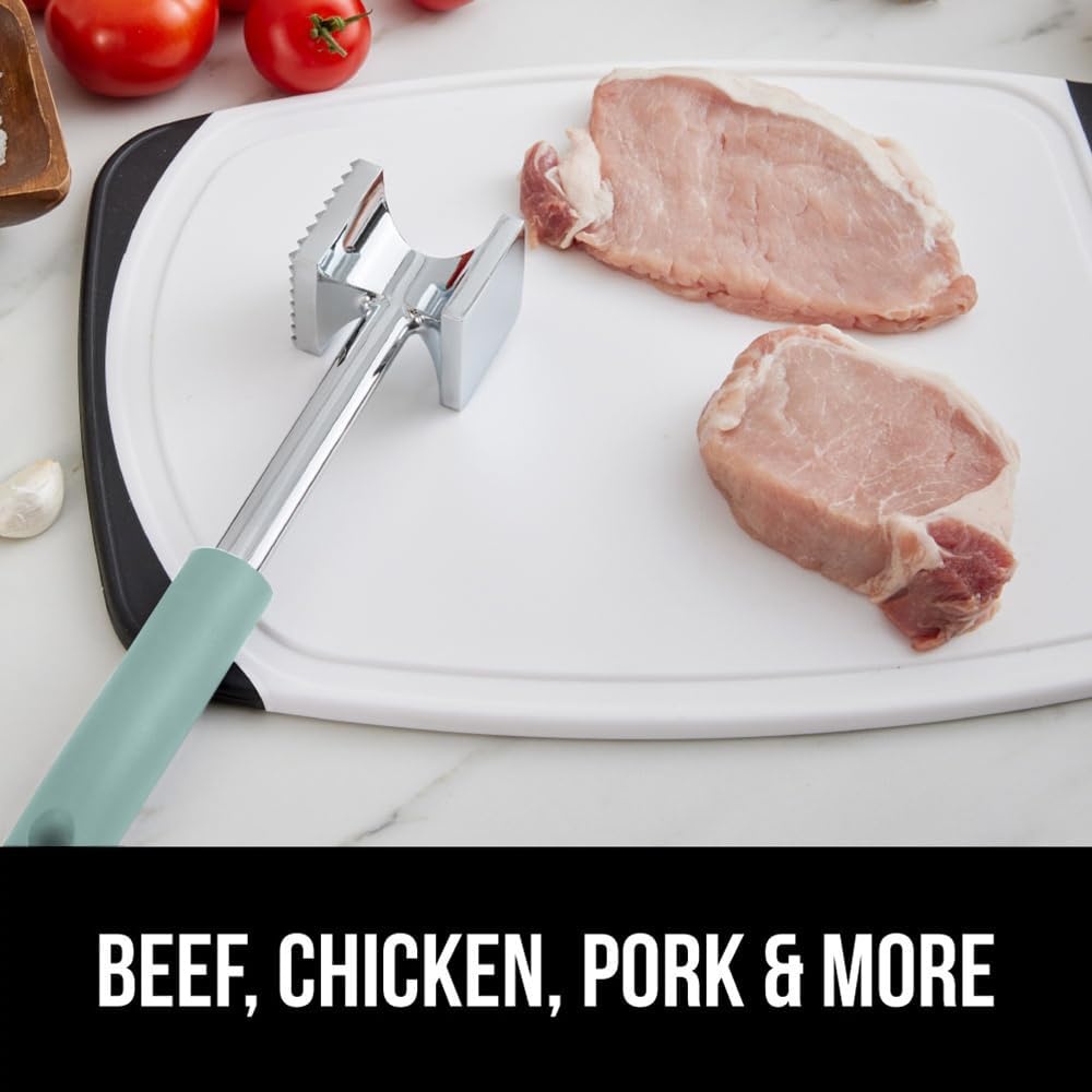 image:imageGORILLA GRIP BPAFree Patented DualSided Meat Tenderizer Tool Soft Comfortable Handle with Hanging Hole Heavy Duty Kitchen Mallet for Steak Beef Fish Chicken Cutlet Pounder Dishwasher Safe BlackMint