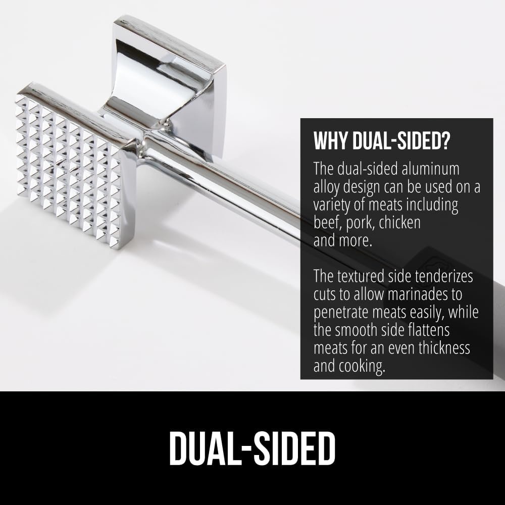 image:imageGORILLA GRIP BPAFree Patented DualSided Meat Tenderizer Tool Soft Comfortable Handle with Hanging Hole Heavy Duty Kitchen Mallet for Steak Beef Fish Chicken Cutlet Pounder Dishwasher Safe BlackBlack
