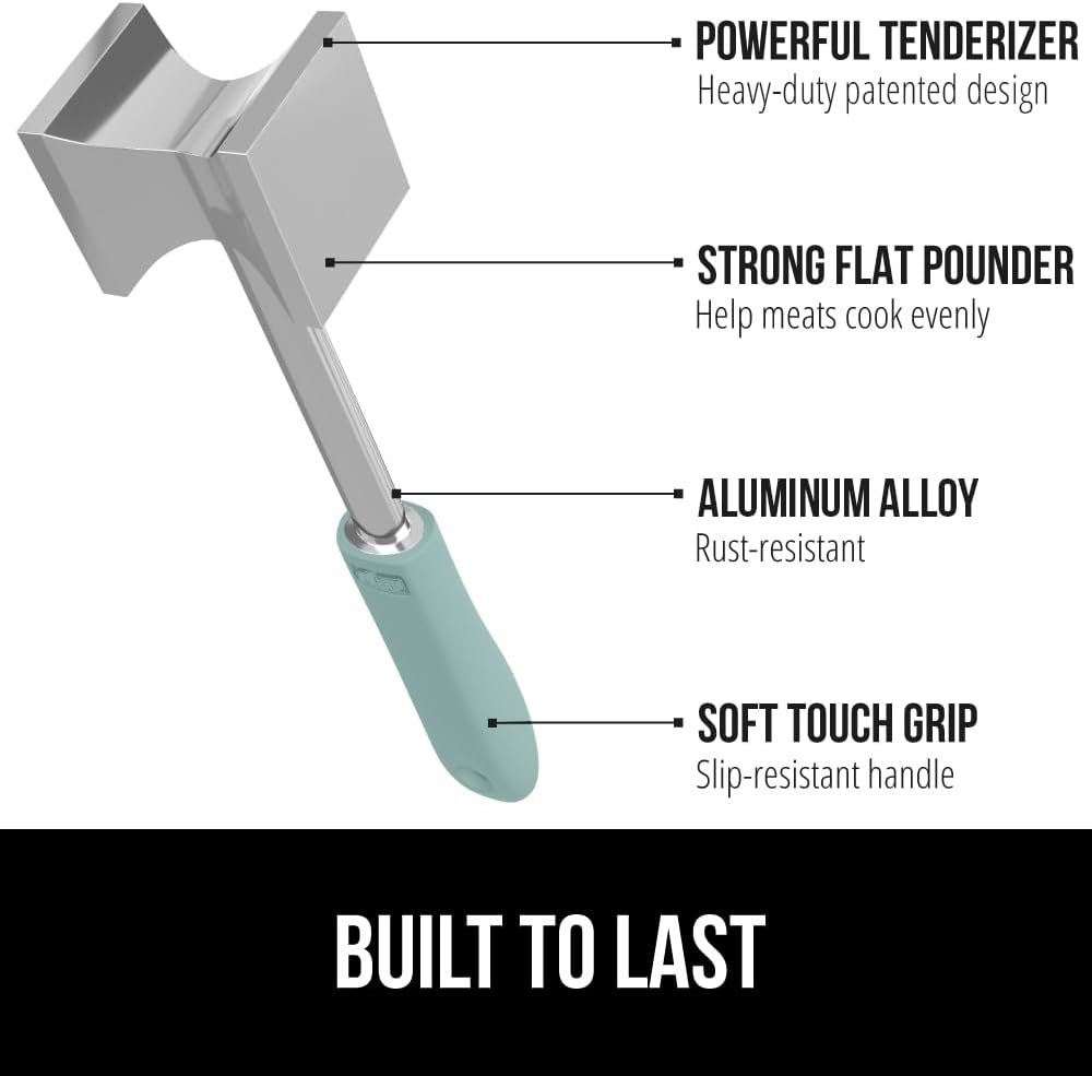 image:imageGORILLA GRIP BPAFree Patented DualSided Meat Tenderizer Tool Soft Comfortable Handle with Hanging Hole Heavy Duty Kitchen Mallet for Steak Beef Fish Chicken Cutlet Pounder Dishwasher Safe BlackMint