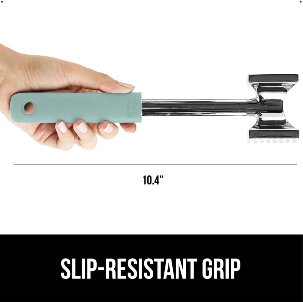 image:imageGORILLA GRIP BPAFree Patented DualSided Meat Tenderizer Tool Soft Comfortable Handle with Hanging Hole Heavy Duty Kitchen Mallet for Steak Beef Fish Chicken Cutlet Pounder Dishwasher Safe BlackMint