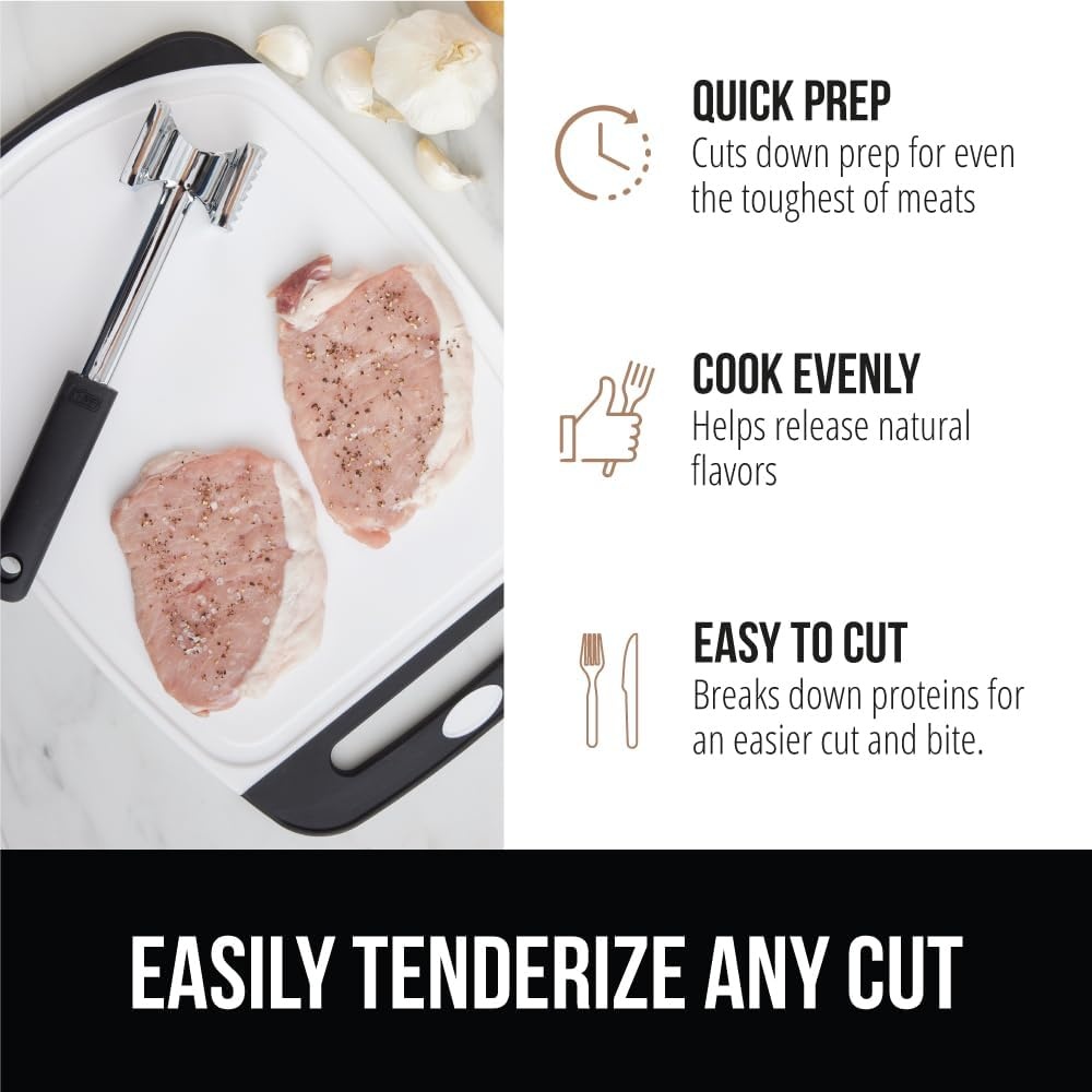 image:imageGORILLA GRIP BPAFree Patented DualSided Meat Tenderizer Tool Soft Comfortable Handle with Hanging Hole Heavy Duty Kitchen Mallet for Steak Beef Fish Chicken Cutlet Pounder Dishwasher Safe BlackMint