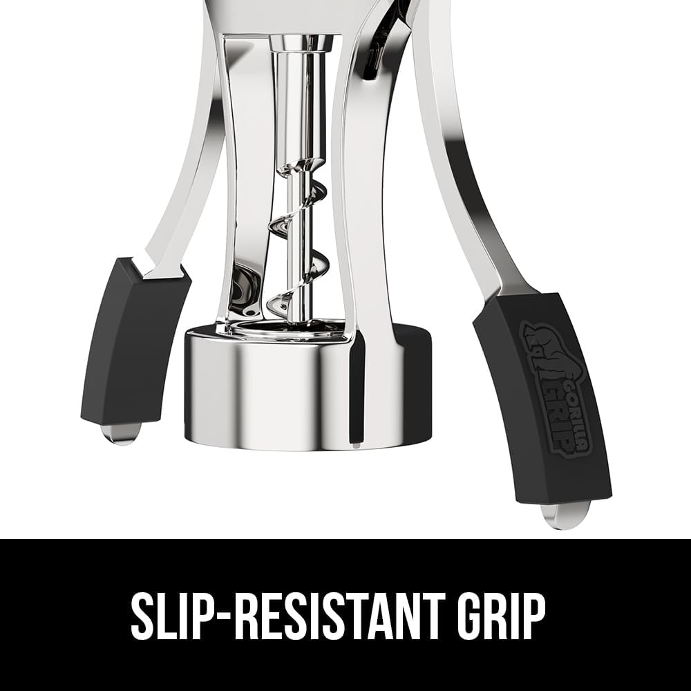 image:imageGORILLA GRIP BPAFree Premium Wine Opener Easy to Use Smooth Zinc Alloy Wing Corkscrew Multifunctional Bottle Openers Remove Corks Caps Sharp Cork Screw Dishwasher Safe Bar Essentials BlackBlack