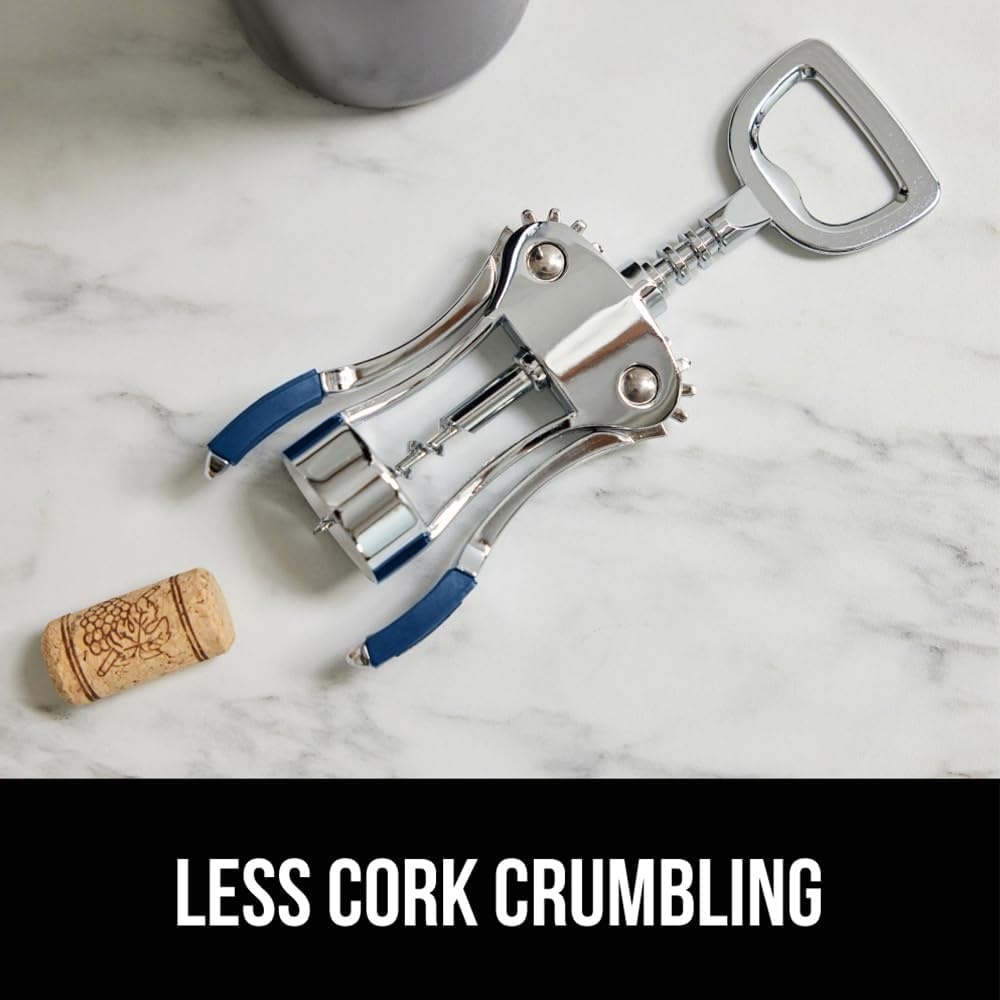 image:imageGORILLA GRIP BPAFree Premium Wine Opener Easy to Use Smooth Zinc Alloy Wing Corkscrew Multifunctional Bottle Openers Remove Corks Caps Sharp Cork Screw Dishwasher Safe Bar Essentials BlackBlue