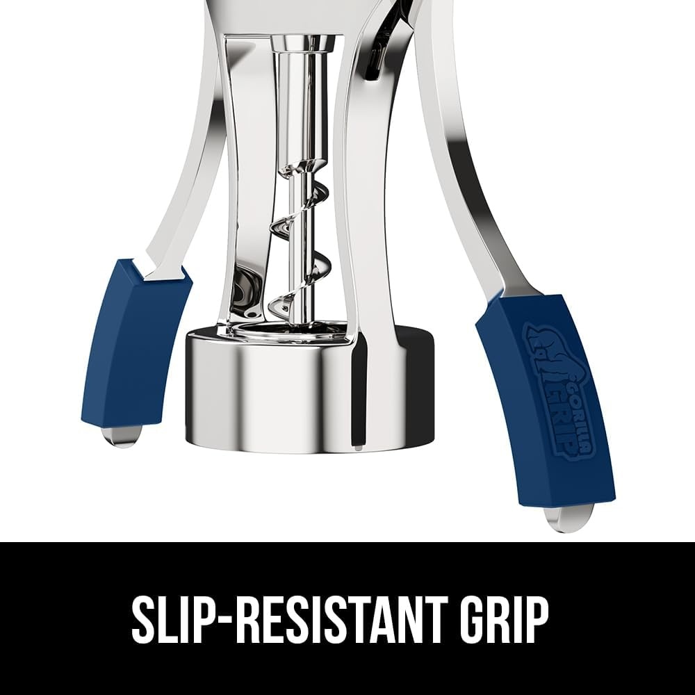 image:imageGORILLA GRIP BPAFree Premium Wine Opener Easy to Use Smooth Zinc Alloy Wing Corkscrew Multifunctional Bottle Openers Remove Corks Caps Sharp Cork Screw Dishwasher Safe Bar Essentials BlackBlue