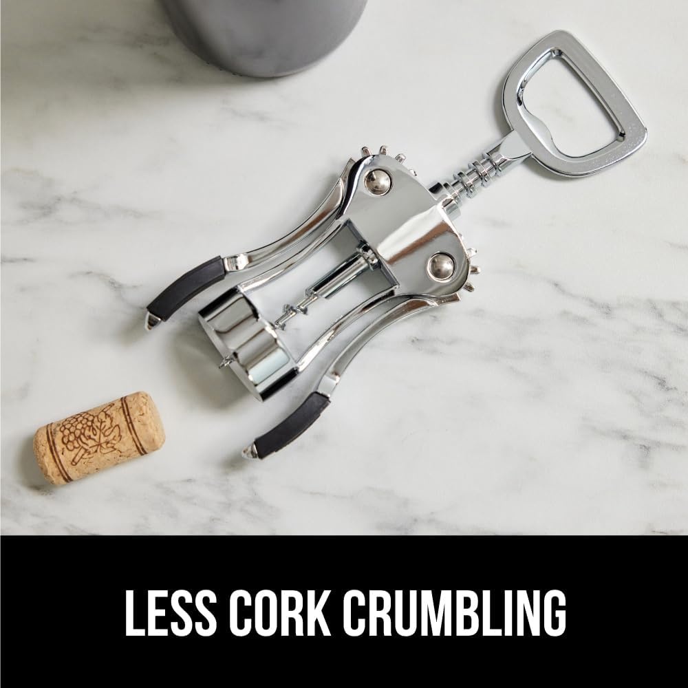 image:imageGORILLA GRIP BPAFree Premium Wine Opener Easy to Use Smooth Zinc Alloy Wing Corkscrew Multifunctional Bottle Openers Remove Corks Caps Sharp Cork Screw Dishwasher Safe Bar Essentials BlackBlack