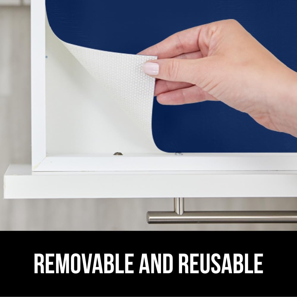image:imageGORILLA GRIP DripGuard Shelf Liner NonAdhesive Drawer and Kitchen Cabinet Protector Strong Grip Slip Resistant Underside Smooth Surface Liners for Cabinets Bathrooms Closets 12x240 Inch MarbleNavy