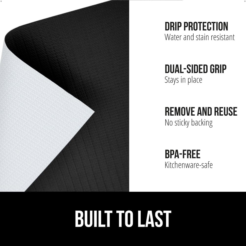 image:imageGORILLA GRIP DripGuard Shelf Liner NonAdhesive Drawer and Kitchen Cabinet Protector Strong Grip Slip Resistant Underside Smooth Surface Liners for Cabinets Bathrooms Closets 12x240 Inch MarbleBlack