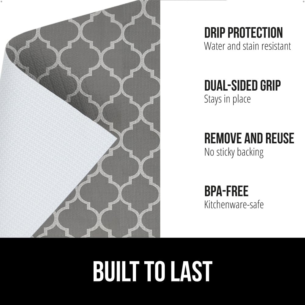 image:imageGORILLA GRIP DripGuard Shelf Liner NonAdhesive Drawer and Kitchen Cabinet Protector Strong Grip Slip Resistant Underside Smooth Surface Liners for Cabinets Bathrooms Closets 12x240 Inch MarbleWhiteGray
