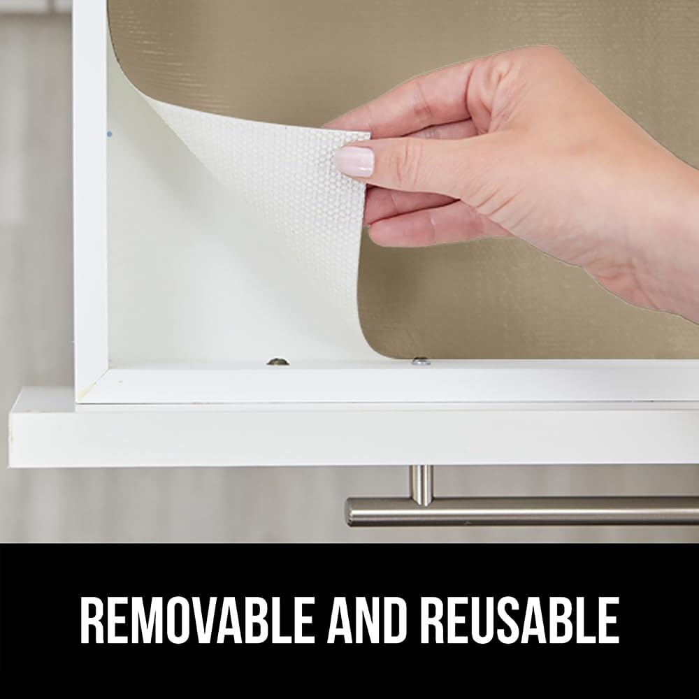 image:imageGORILLA GRIP DripGuard Shelf Liner NonAdhesive Drawer and Kitchen Cabinet Protector Strong Grip Slip Resistant Underside Smooth Surface Liners for Cabinets Bathrooms Closets 12x240 Inch MarbleBeige
