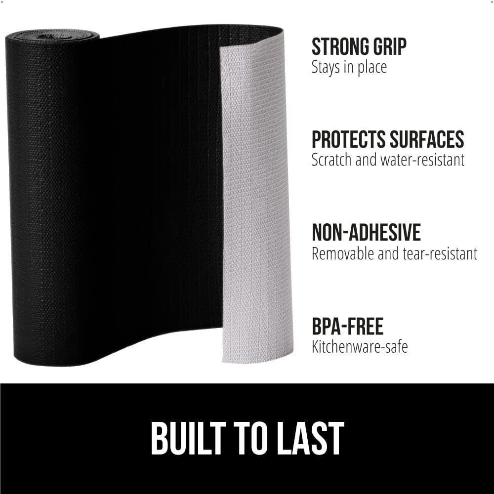 image:imageGORILLA GRIP DripGuard Shelf Liner NonAdhesive Drawer and Kitchen Cabinet Protector Strong Grip Slip Resistant Underside Smooth Surface Liners for Cabinets Bathrooms Closets 12x240 Inch MarbleBlack