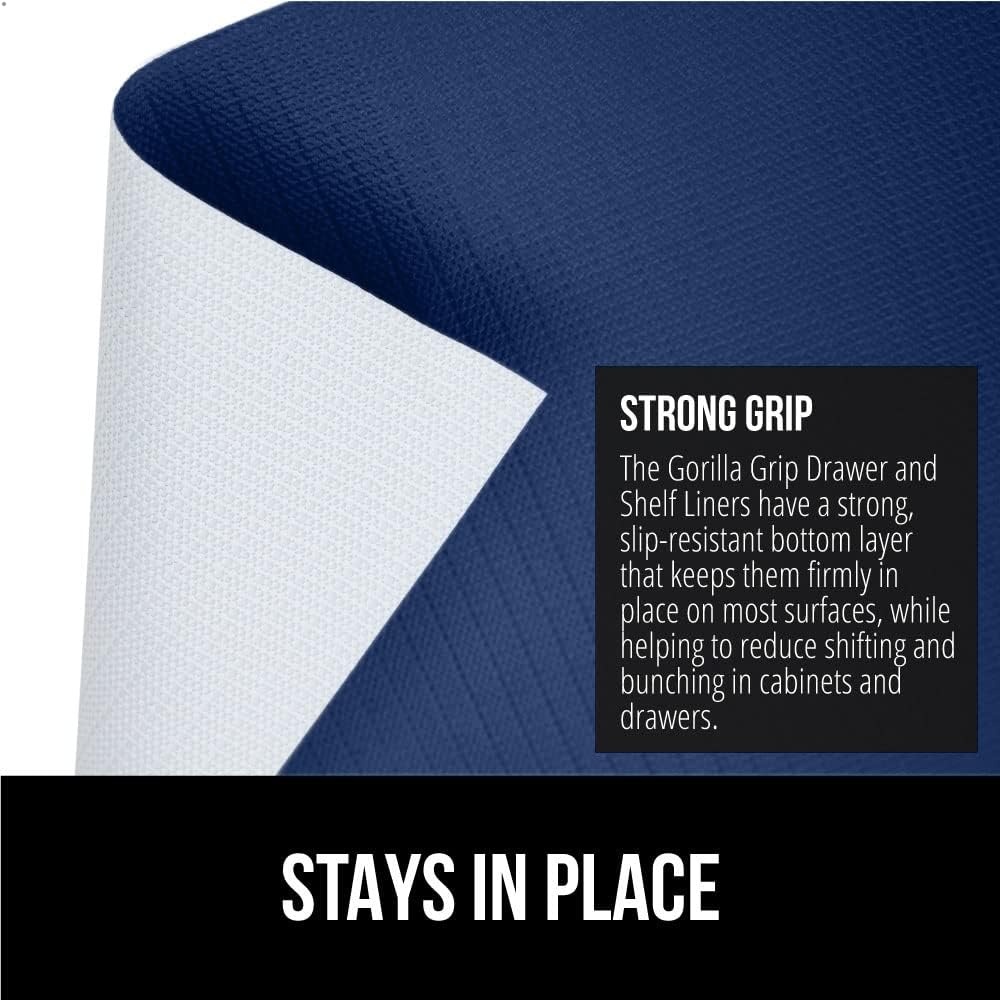 image:imageGORILLA GRIP DripGuard Shelf Liner NonAdhesive Drawer and Kitchen Cabinet Protector Strong Grip Slip Resistant Underside Smooth Surface Liners for Cabinets Bathrooms Closets 12x240 Inch MarbleNavy