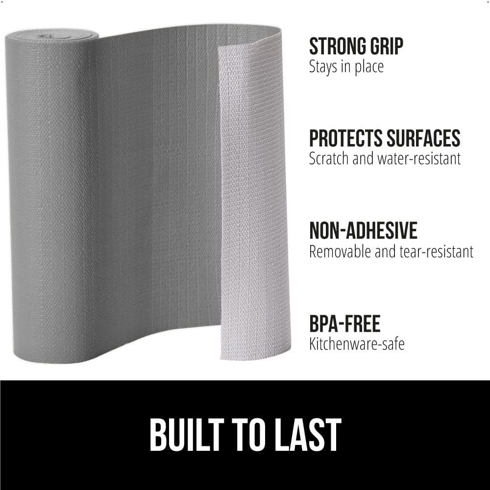 image:imageGORILLA GRIP DripGuard Shelf Liner NonAdhesive Drawer and Kitchen Cabinet Protector Strong Grip Slip Resistant Underside Smooth Surface Liners for Cabinets Bathrooms Closets 12x240 Inch MarbleGray