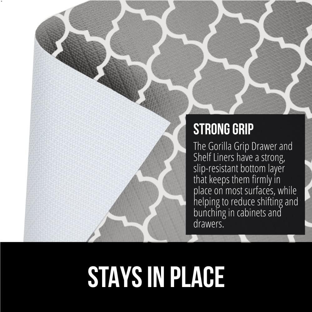 image:imageGORILLA GRIP DripGuard Shelf Liner NonAdhesive Drawer and Kitchen Cabinet Protector Strong Grip Slip Resistant Underside Smooth Surface Liners for Cabinets Bathrooms Closets 12x240 Inch MarbleWhiteGray