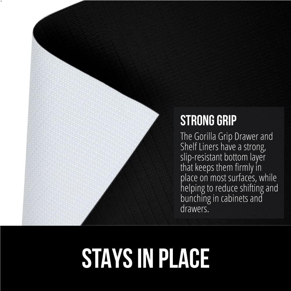 image:imageGORILLA GRIP DripGuard Shelf Liner NonAdhesive Drawer and Kitchen Cabinet Protector Strong Grip Slip Resistant Underside Smooth Surface Liners for Cabinets Bathrooms Closets 12x240 Inch MarbleBlack