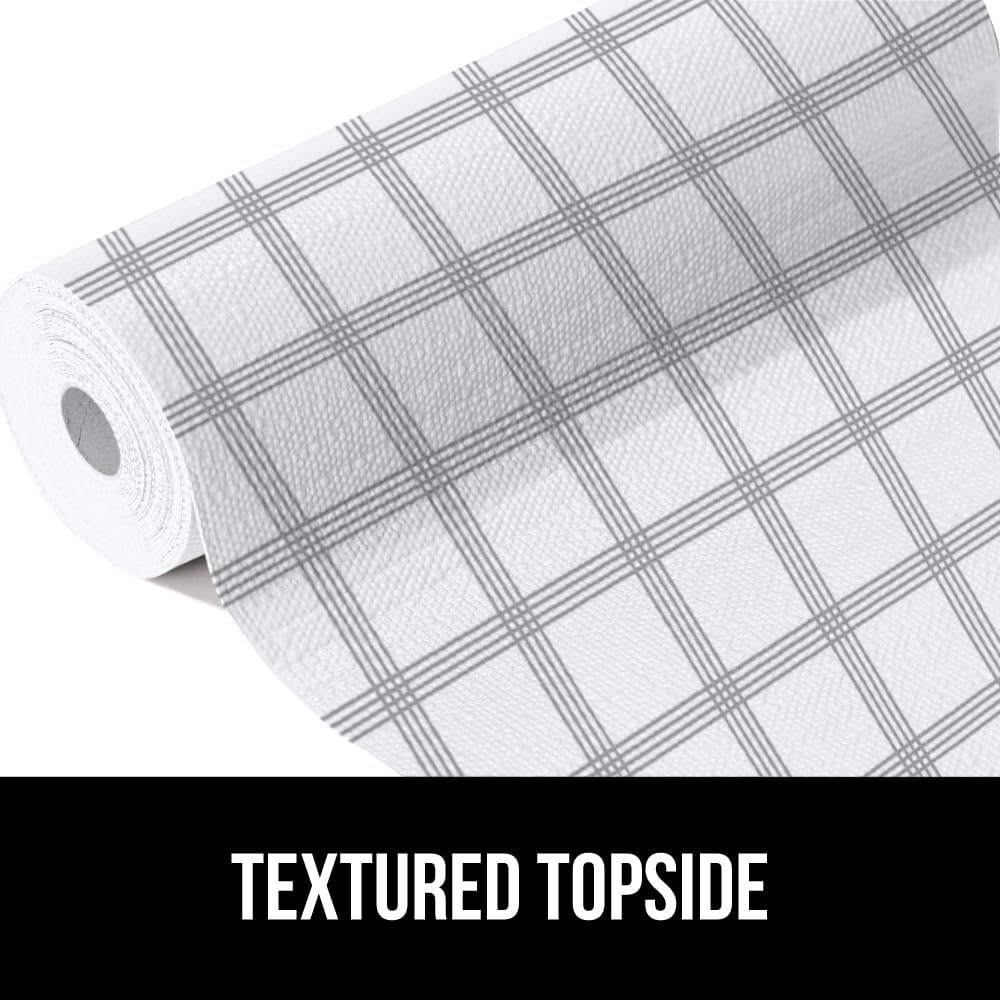 image:imageGORILLA GRIP DripGuard Shelf Liner NonAdhesive Drawer and Kitchen Cabinet Protector Strong Grip Slip Resistant Underside Smooth Surface Liners for Cabinets Bathrooms Closets 12x240 Inch MarbleStripe GrayWhite