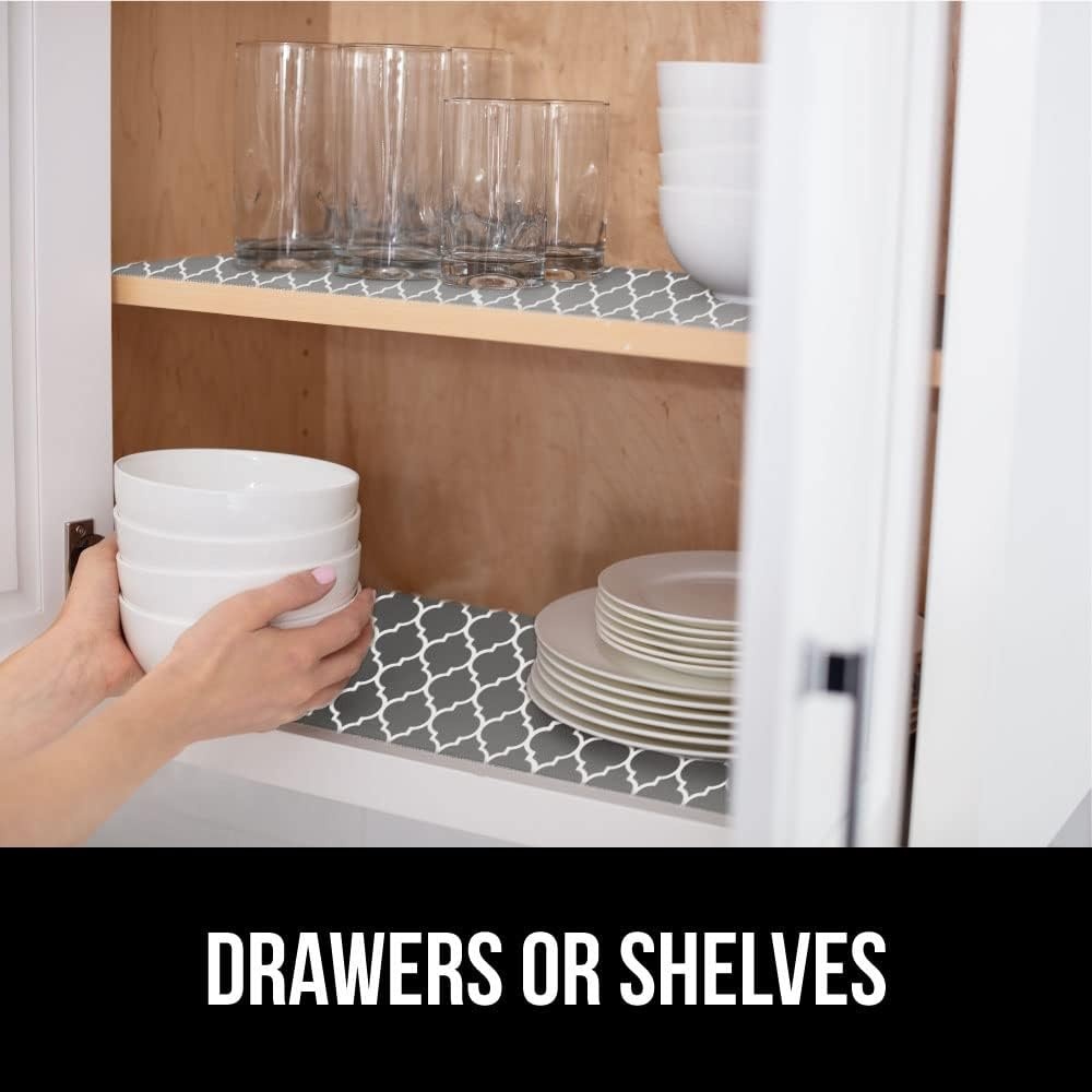image:imageGORILLA GRIP DripGuard Shelf Liner NonAdhesive Drawer and Kitchen Cabinet Protector Strong Grip Slip Resistant Underside Smooth Surface Liners for Cabinets Bathrooms Closets 12x240 Inch MarbleWhiteGray
