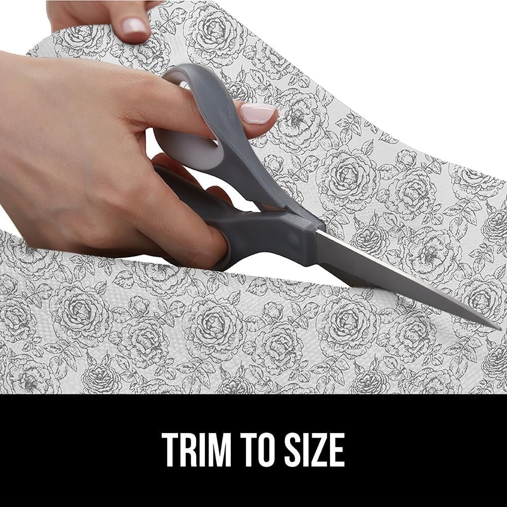 image:imageGORILLA GRIP DripGuard Shelf Liner NonAdhesive Drawer and Kitchen Cabinet Protector Strong Grip Slip Resistant Underside Smooth Surface Liners for Cabinets Bathrooms Closets 12x240 Inch MarbleFloral Gray