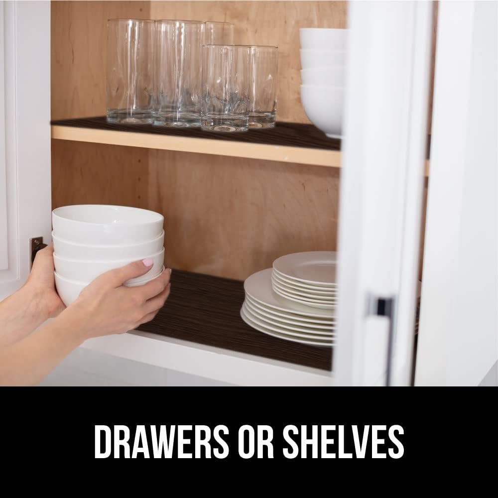 image:imageGORILLA GRIP DripGuard Shelf Liner NonAdhesive Drawer and Kitchen Cabinet Protector Strong Grip Slip Resistant Underside Smooth Surface Liners for Cabinets Bathrooms Closets 12x240 Inch MarbleWood