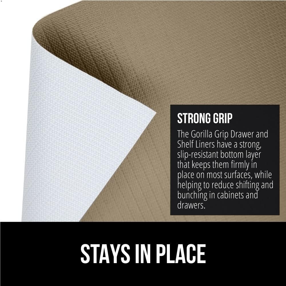 image:imageGORILLA GRIP DripGuard Shelf Liner NonAdhesive Drawer and Kitchen Cabinet Protector Strong Grip Slip Resistant Underside Smooth Surface Liners for Cabinets Bathrooms Closets 12x240 Inch MarbleBeige